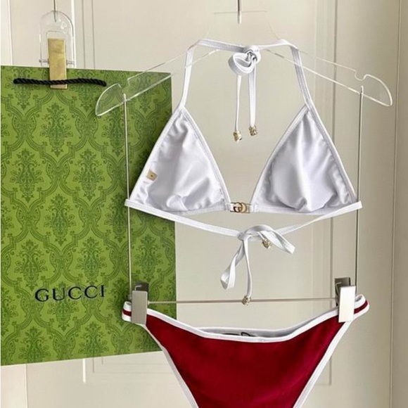 Gucci Red and White Triangle Bikini - Picture 3 of 4